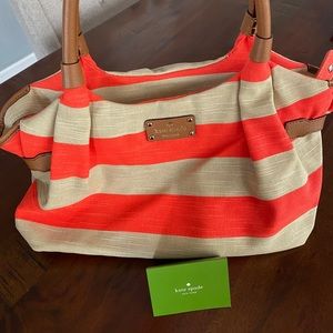 Kate Spade Orange & Tan Striped Handbag